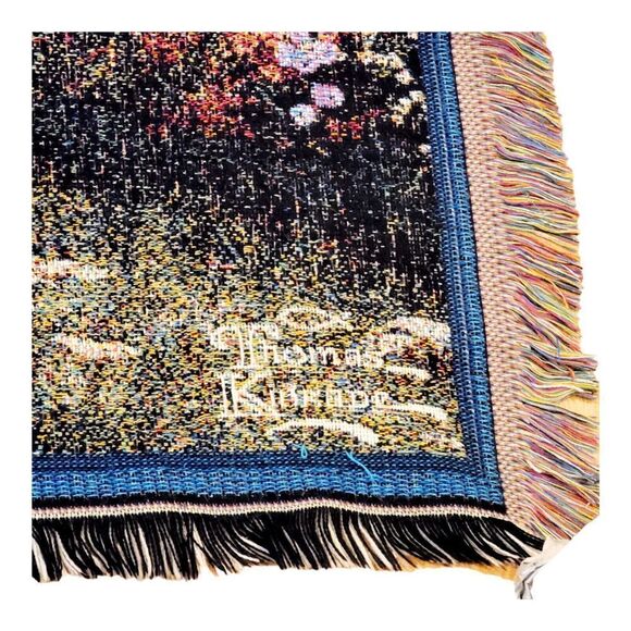 Thomas Kinkade Tapestry Throw Blanket Lamplight Bridge Painter of Light USA Made - Picture 4 of 8